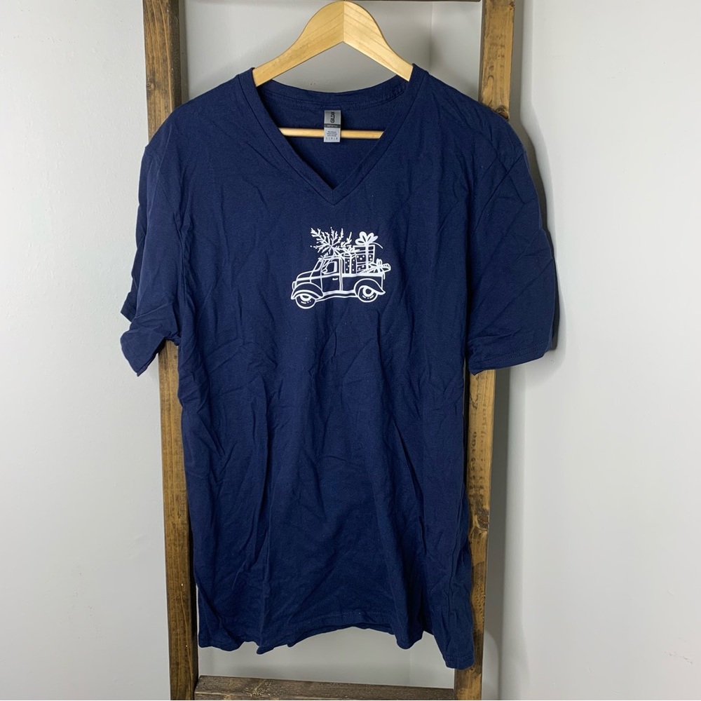 Gildan Softstyle V-Neck Christmas Truck T-Shirt